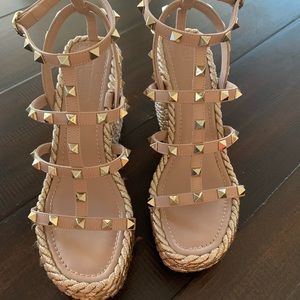 Valentino Garavani Rockstud Torchon Wedge Sandal